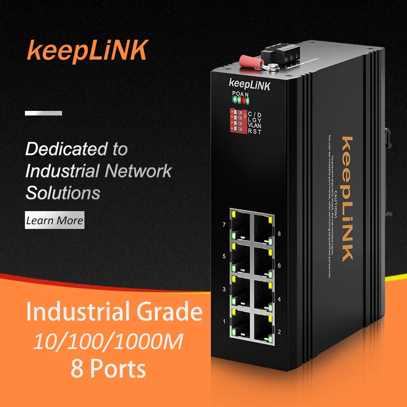 8 портовый промышленный сетевой коммутатор для быстрой локальной сети