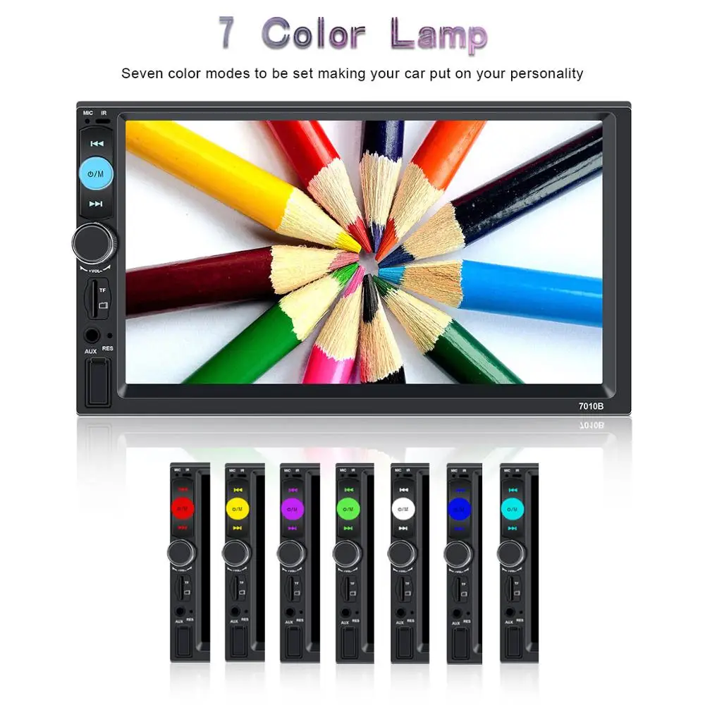 Autoradio 2 Din 7 inch LCD Touch Screen Car Radio Player Auto Audio Bluetooth Multiple Languages 7010b Support Rear View Camera |