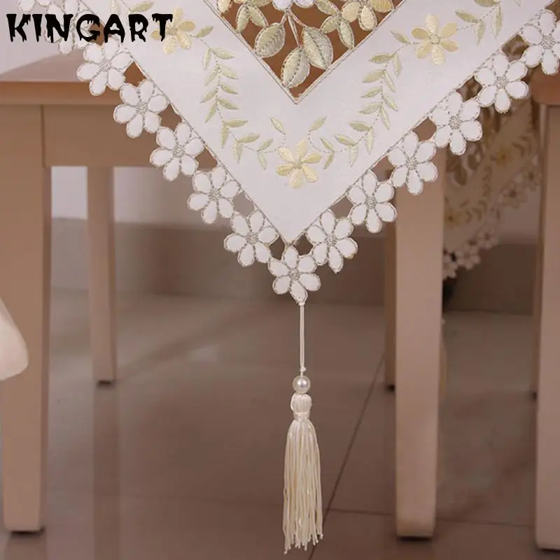 Вышитая Свадебная настольная дорожка ткань Роскошный домашний декор зеленая