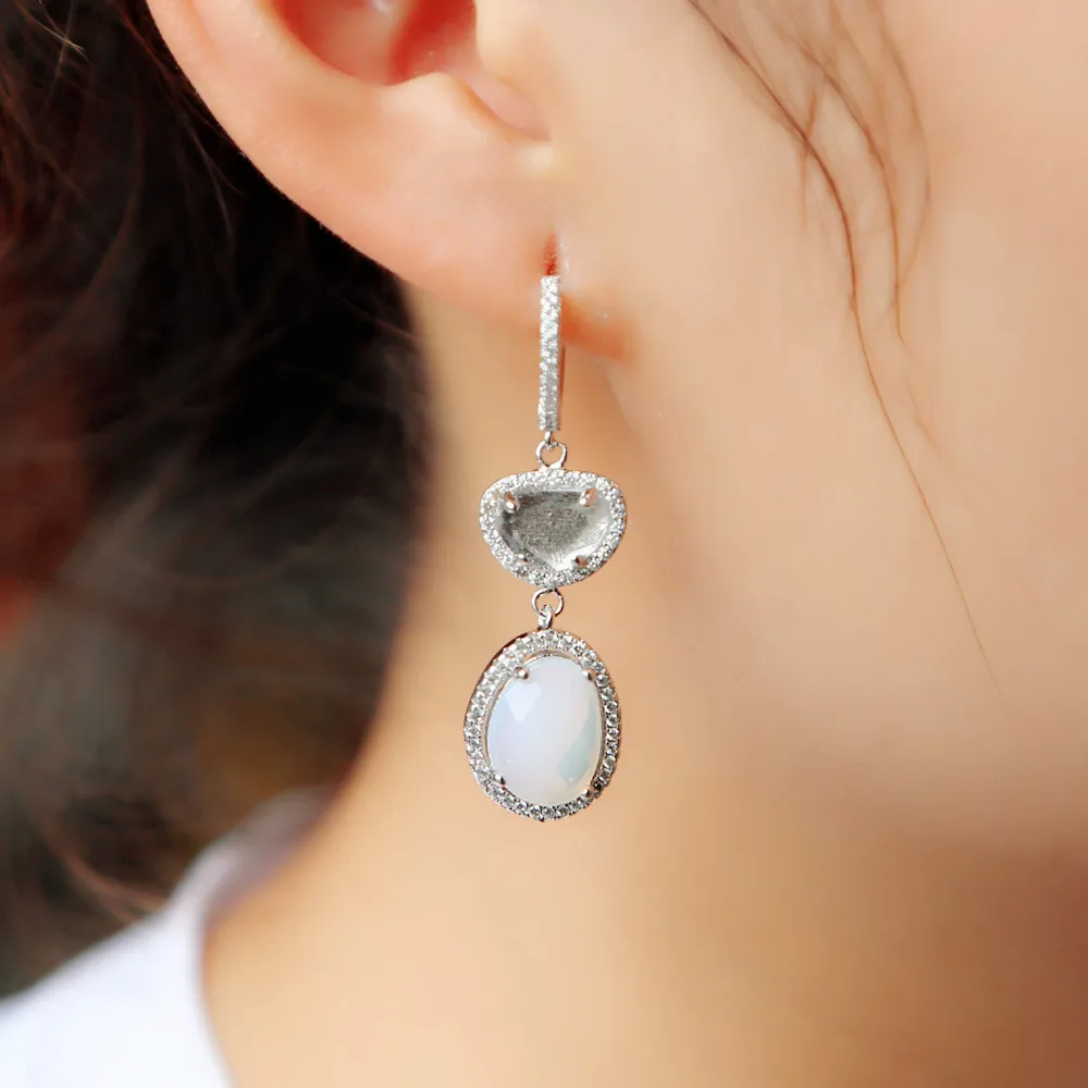 2021 OBSEDE модные овальные кубические циркониевые серьги с белым австрийским камнем