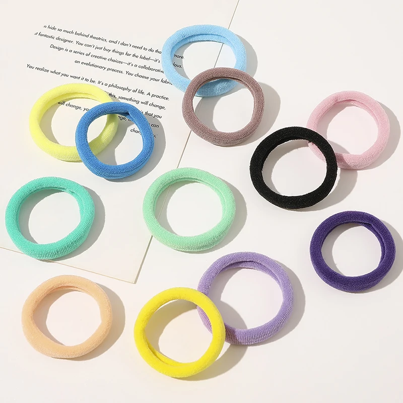 

2020 Hair Ring Solid Color Hair Ropes Ponytail Holder Hair Accessories Fashion Rubber Bands 1Set Hair Rope Elastic Hair Bands
