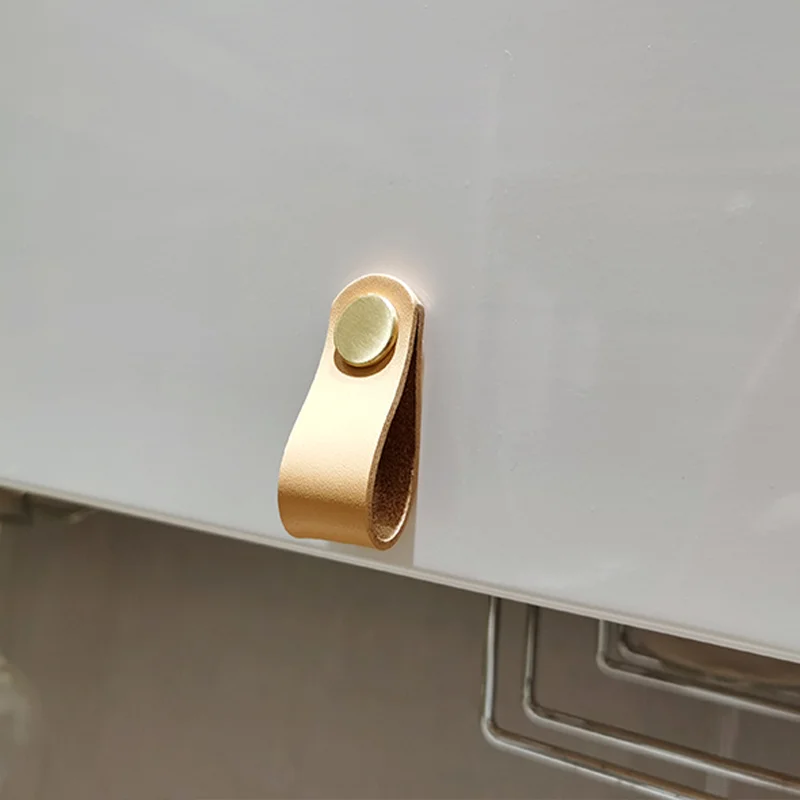 Желтые кожаные ручки для мебели шкафа и кухонная фурнитура кухонного шкафа|Ручки