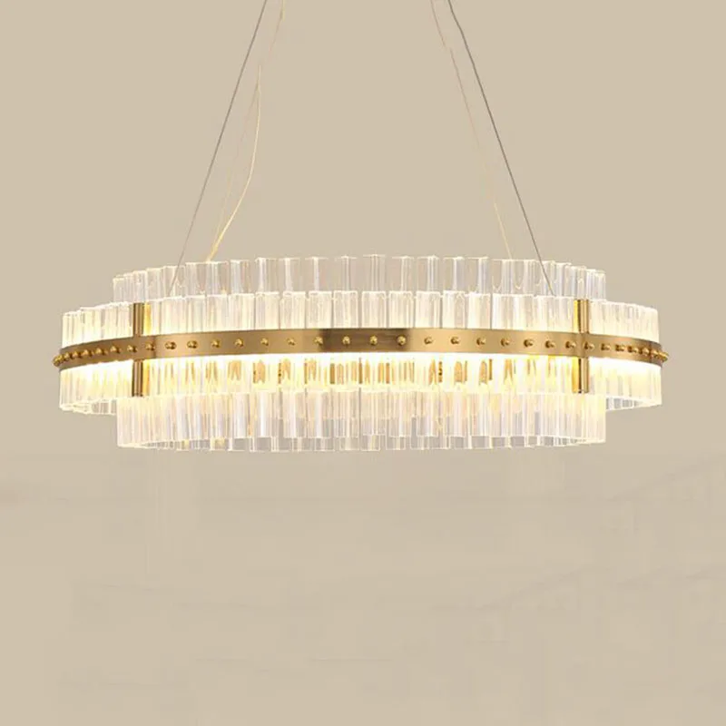 Современная люстра роскошный светодиодный хрустальный светильник двухслойная