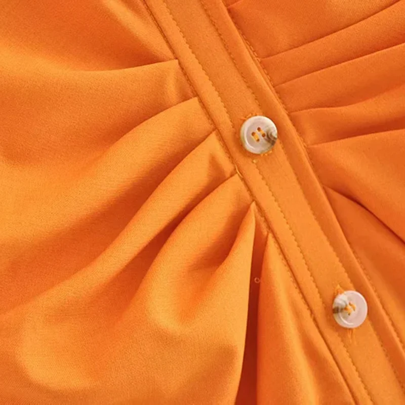 

Summer Clothes for Women Dress Short Sleeve Vintage Dress Folds Maxi Dresses Fashion Button Dress 2021 Side Zip Dress Shirt Long