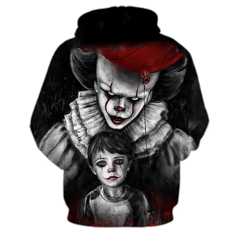 Фильм Стивен Кинг ITThe клоун Pennywise 3D печать Косплей-костюмы с капюшоном для мужчин и женщин мультфильм клоун Хэллоуин Толстовка