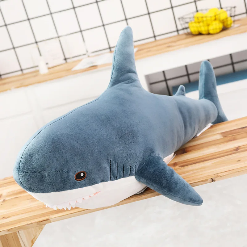 Ins 15/45/60cm Giant Shark Plush Stuffed Toy Soft Speelgoed Animal Reading Pillow for Christmas Gifts Cushion Doll Gift For Kids