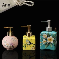 chinese painted ceramic foam soap dispenser creativity flower illustration shampoo bottle home bathroom decoration accessories