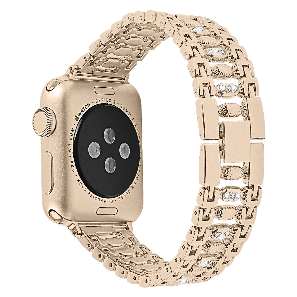 Женский браслет с бриллиантовым ремешком для Apple Watch 38 мм 42 мм 40 мм 44 мм серия 5 4 браслет из нержавеющей стали для iWatch Series 3 2 1