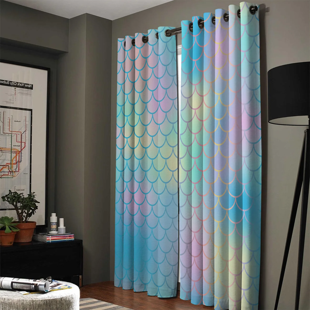 Fishscale занавеска для окон цвета русалки s образные занавески Цветочный декор