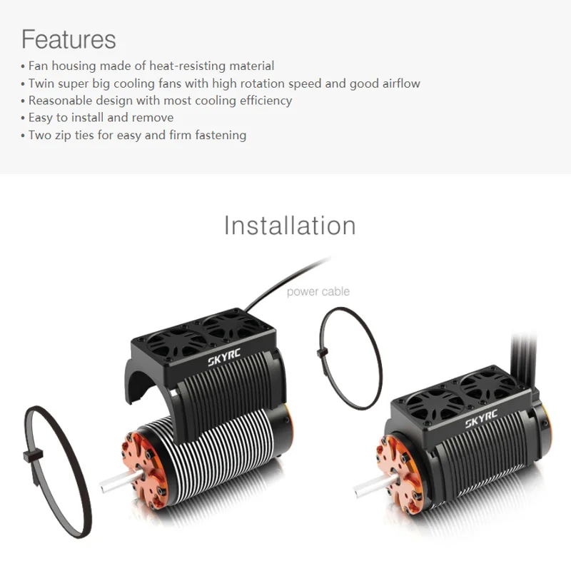 SKYRC 55 мм двойной вентилятор охлаждения бесщеточный радиатор 5 в с корпусом для RC 1/5