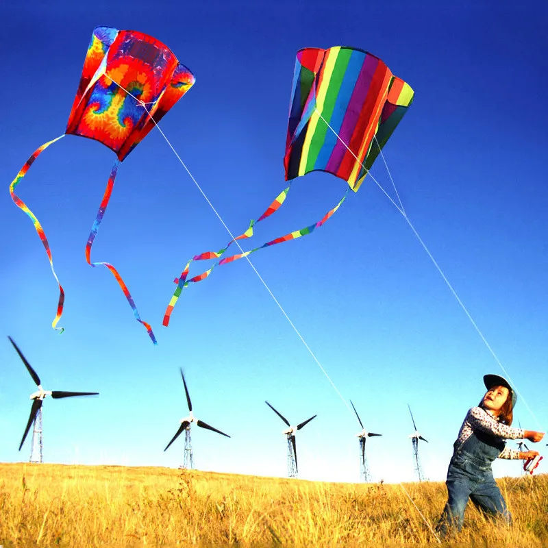 

2021 Hot Sale Colorful Parafoil Kite with 200cm Tails 30m Flying Line Outdoor Soft Fly Kite Toys for Children Gift Outdoor Tool