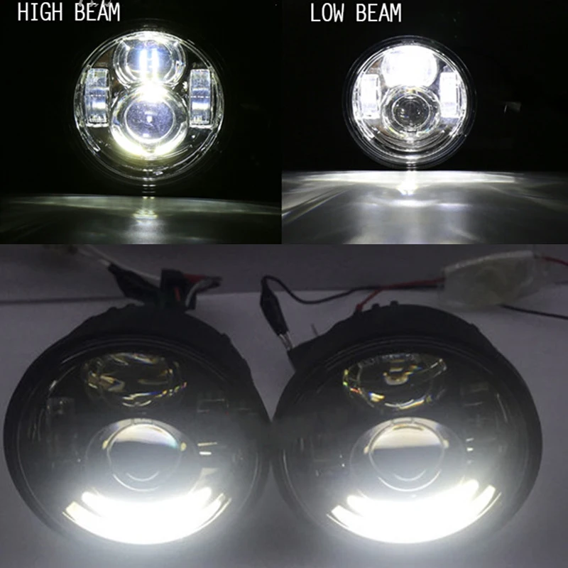 Черная/хромированная мотоциклетная светодиодная фара 4 65 дюйма для Dyna Fat Bob FXDF 2008