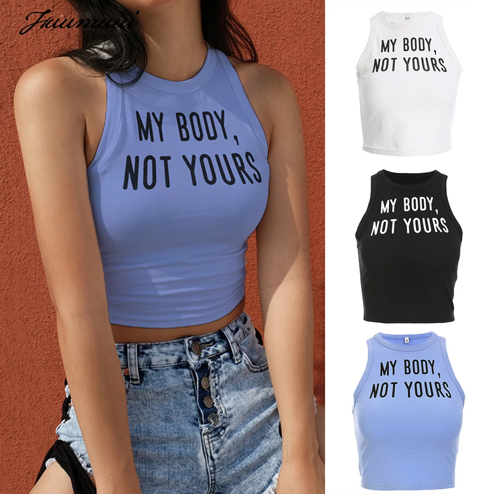 Fuumuui письмо женщин Холтер без рукавов короткий топ сексуальный тощий жилет