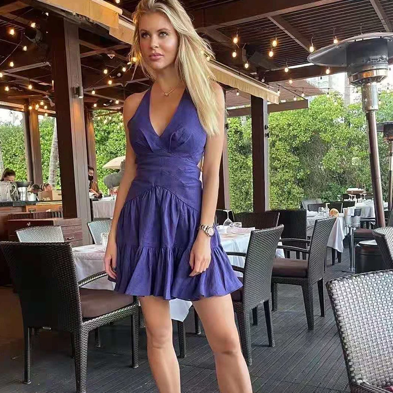 

LouLanQueen Summer Clothes For Women Print Bandage Summer Short Sexy Sleeveless Dress For Women 2021 Summer Boho Beach Dress