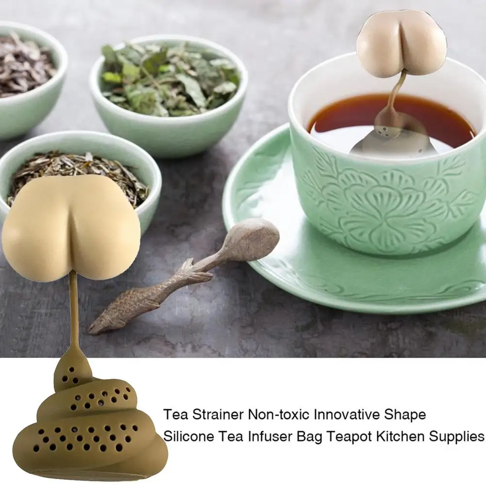

Poo Turd Shape Silicone Tea Strainer Filter Infuser Prank Trick Props Drink Tool