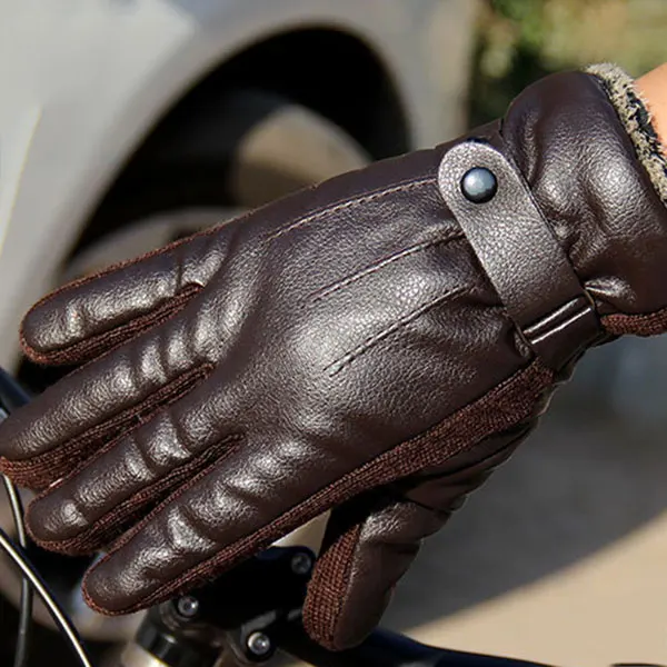 

New Men's Luxurious PU Leather Winter Super Driving Warm Gloves Cashmere Cashmere Wonderful Gift JAN88