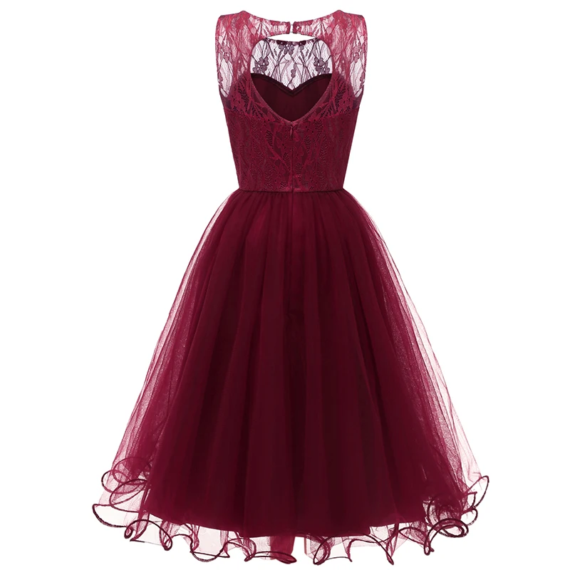 Robe de soiree без рукавов полое кружевное длиной до колена платье для выпускного