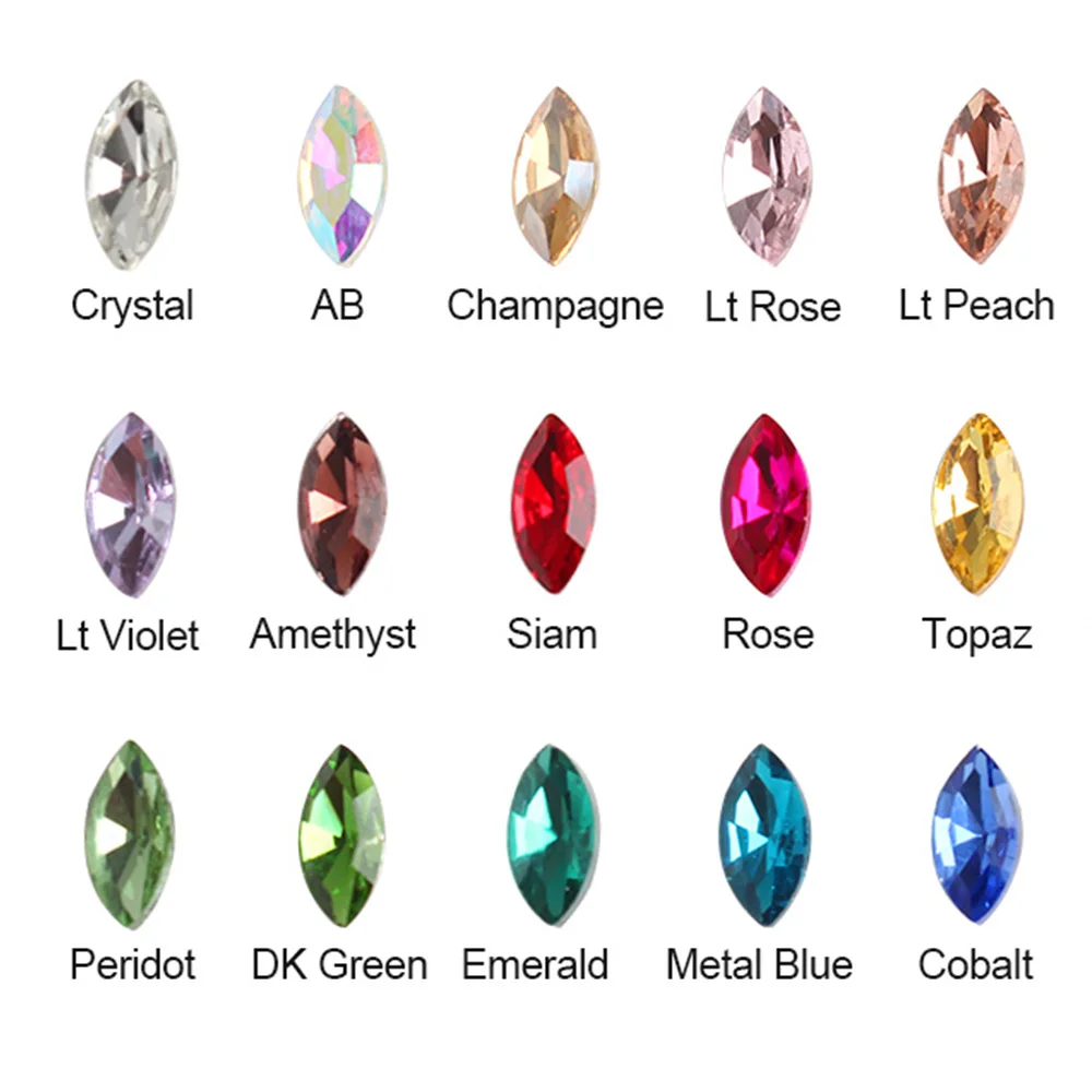 30 шт./лот 3D Стразы для дизайна ногтей сияющий цвет конский глаз горный хрусталь