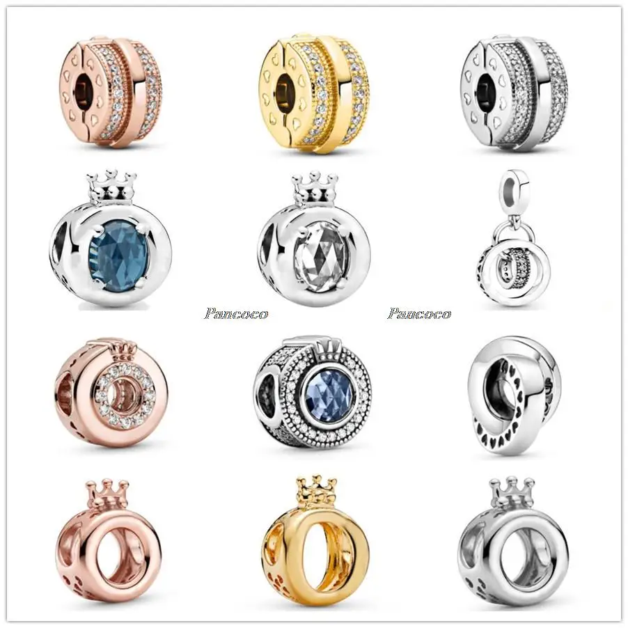 

Authentic 925 Sterling Silver Pan Logo Circles Dangle Charm Beads Fit Pandora Bracelet & Necklace Jewelry