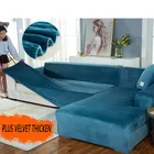 Универсальный чехол для дивана, толстый бархатный однотонный эластичный L-образный шезлонг из спандекса, чехол для кресла, купить 2 штуки