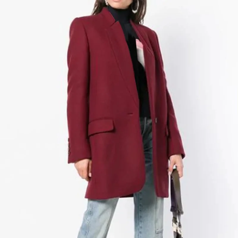 

Women Trench Long Coat 2021 Winter Spring Lapel Long Sleeve Coats Office Ladies Solid Slim Overcoat Outwear Abrigo Mujer