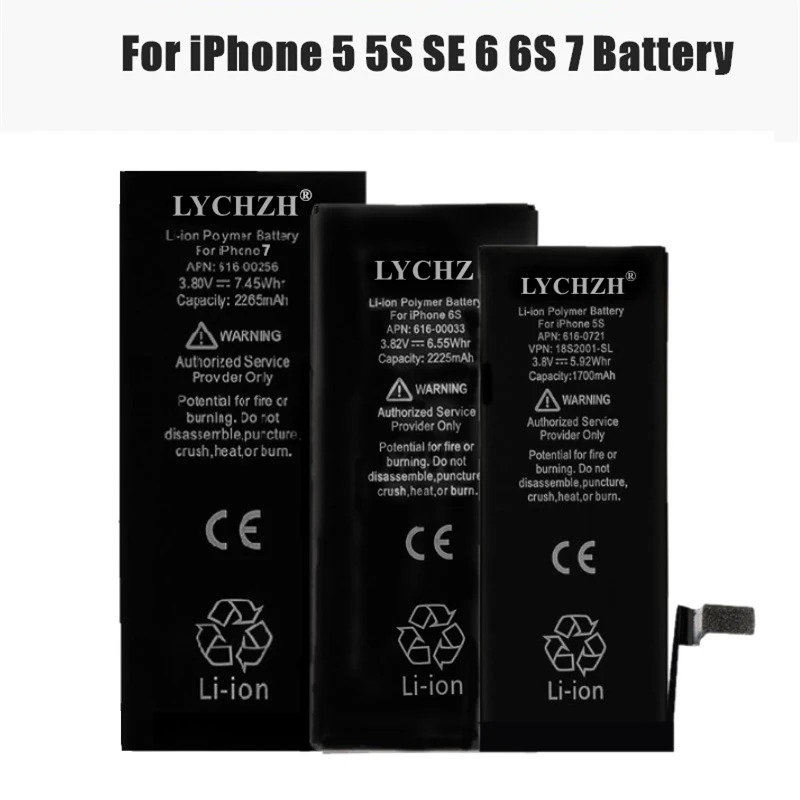 Высококачественный аккумулятор AAAAA 0 циклов для iphone 5 5S 5C SE 6 6S 7 Долговечные