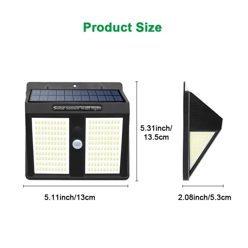

Four-sided light-emitting 250LED courtyard human body induction light control waterproof outdoor solar wall lamp