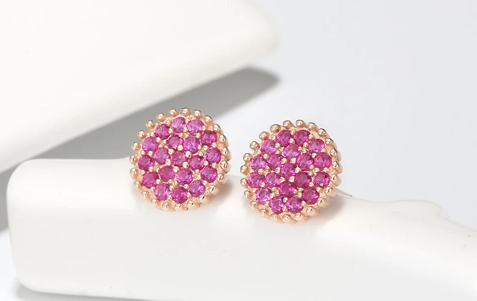 ORSA JEWELS новейший цветок серьги гвоздики AAAA розовое золото циркон Настоящее серебро 925 пробы женские серьги Элегантные ювелирные изделия SE161