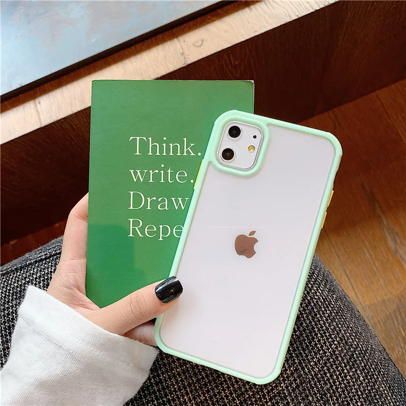 Яркий Матовый Бампер, прозрачный чехол для iphone 11 Pro Max XR Xs X+ 7 8 Plus, мягкая рамка, Твердый акриловый чехол