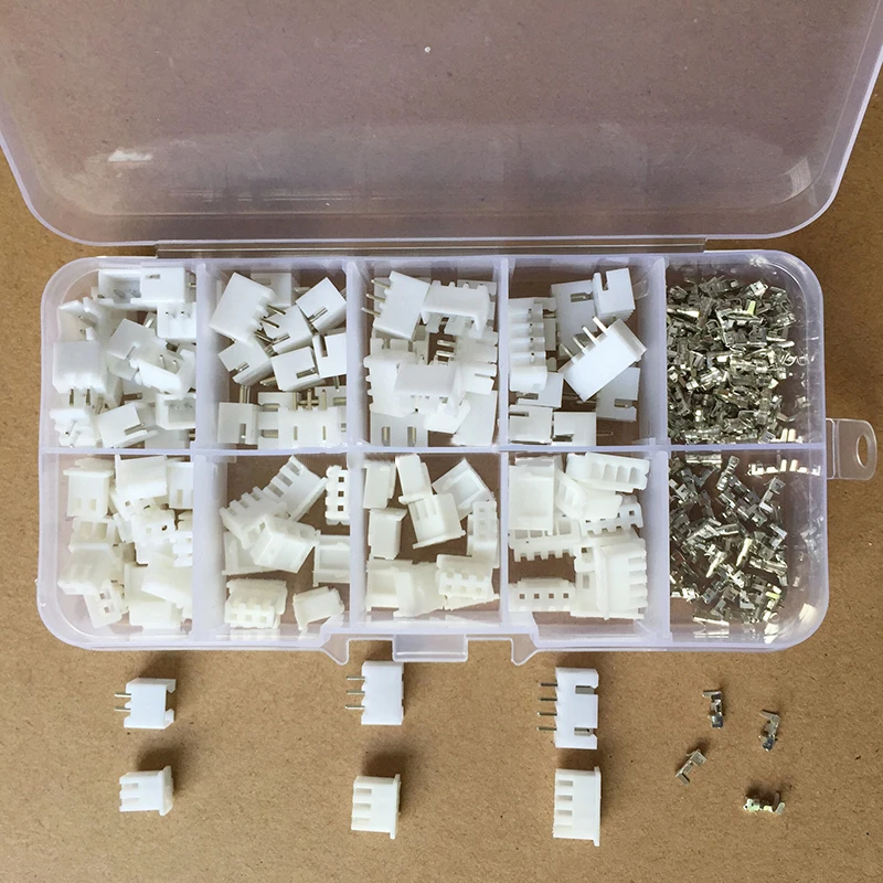 

250pcs 2.54mm XH2.54 2pin 3pin 4pin Connector Plug W/ Straight Terminals Kits