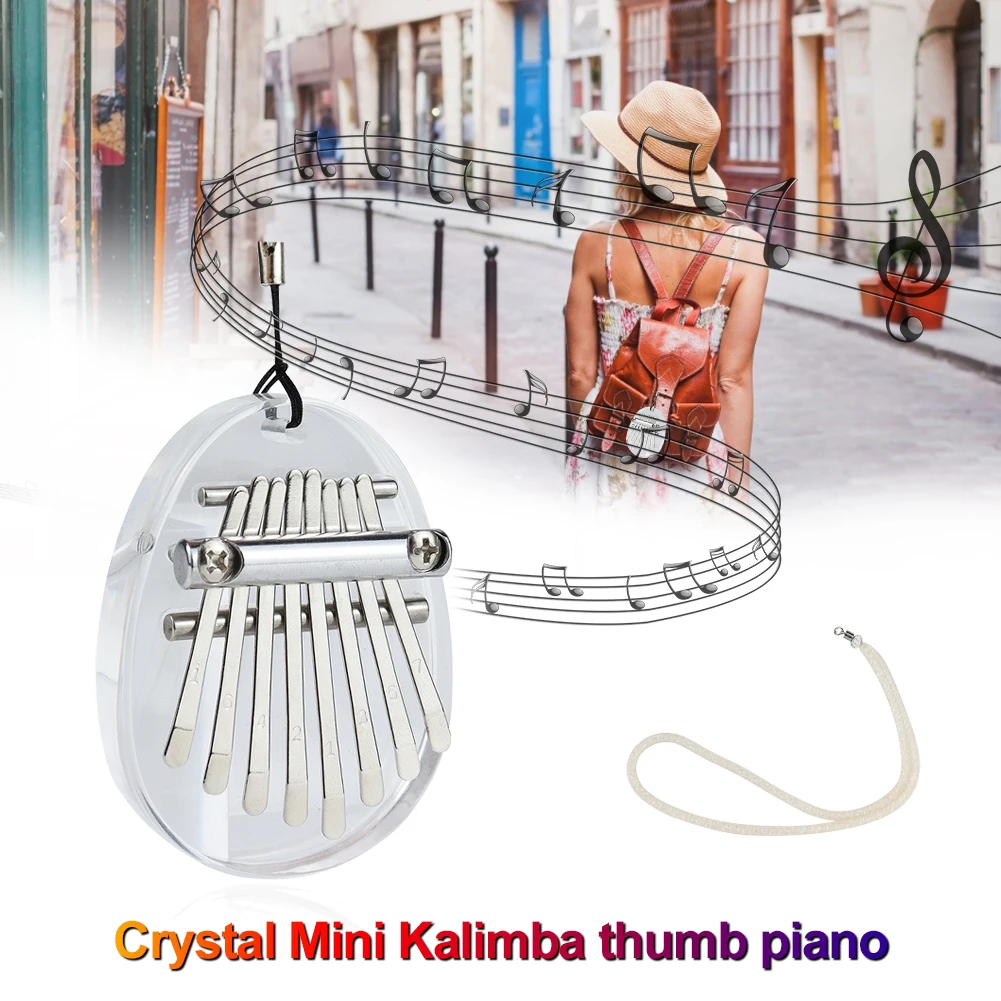 

Mini Thumb Piano Musical Instrument Portable Transparent Crystal Thumb Thumb Kalimba Instrument 8 Keys for Beginner Piano Tools