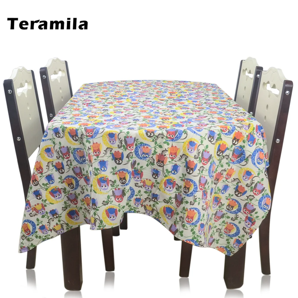 Teramila Пылезащитная скатерть из хлопка и льна с рисунком совы | Дом сад