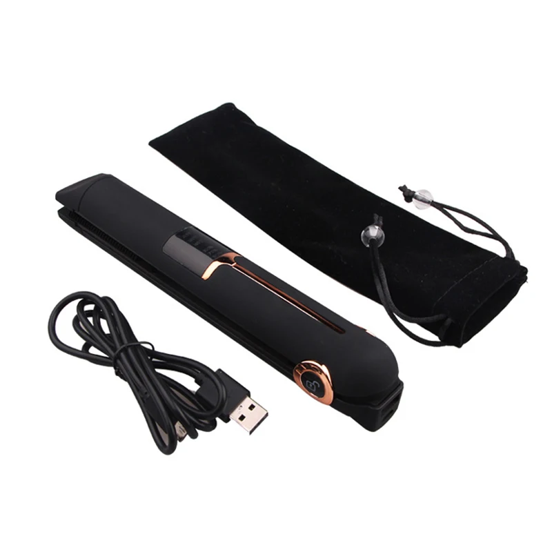Portable Curling Iron Straight Hair Comb Wireless Ceramic Heating LCD Display Rotating Wave Styler Charger Hairdressing Tool