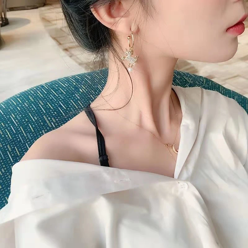 

2021 Fashion New Korean Personality Pegasus Pearl S925 Silver Pin Earrings Give Women Romantic Luxury Jewelry Gifts