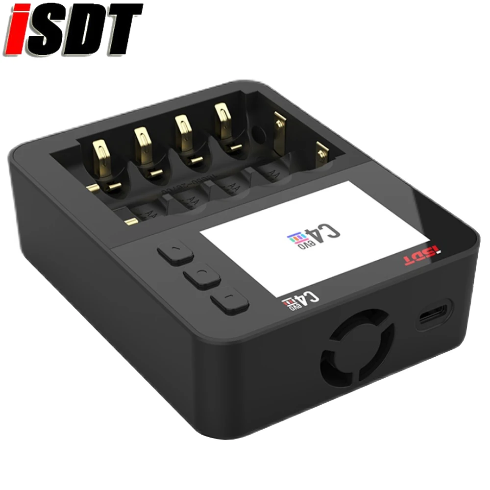ISDT C4 EVO Смарт Батарея Зарядное устройство с Тип C QC3.0 IPS Экран дисплея для AA AAA 18650 Lipo