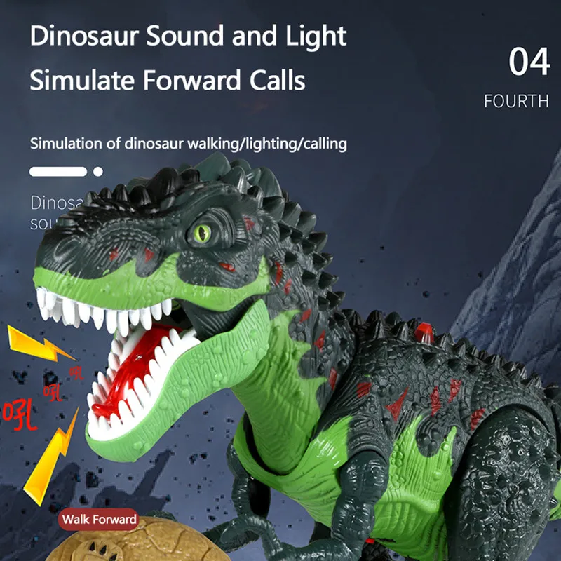 46см Большой 2,4Гр ц робот-динозавр С музыкой Свет Звук Высокая Симуляция Спрей-огонь Разместить Яйца Динозавра Робот Игрушка Ребенка Подарки
