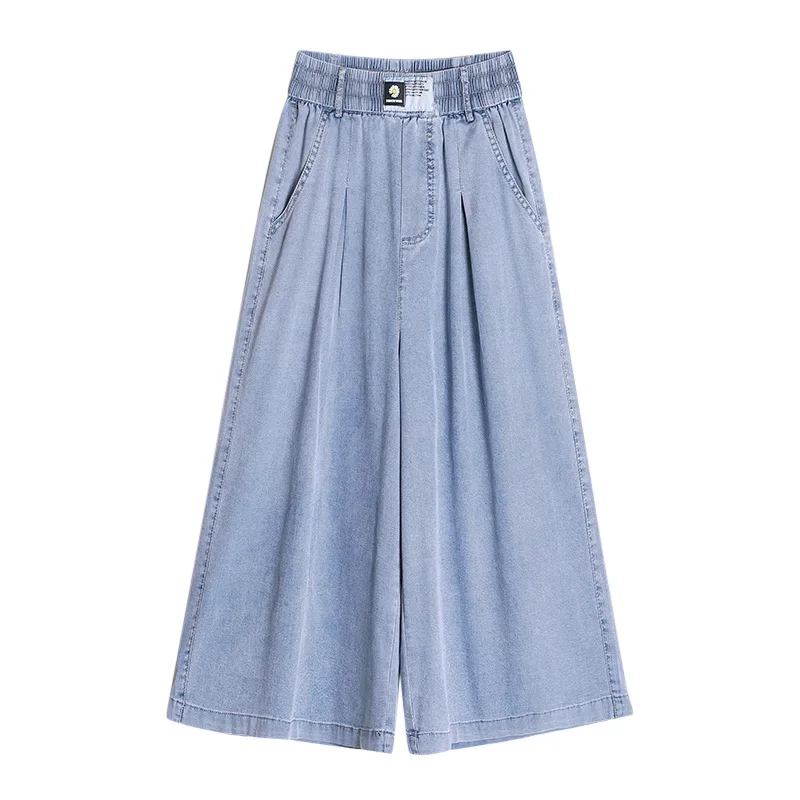

Summer new high waist jeans women's five-point tencel denim wide-leg pants Women plus size casual pants Daisy shorts