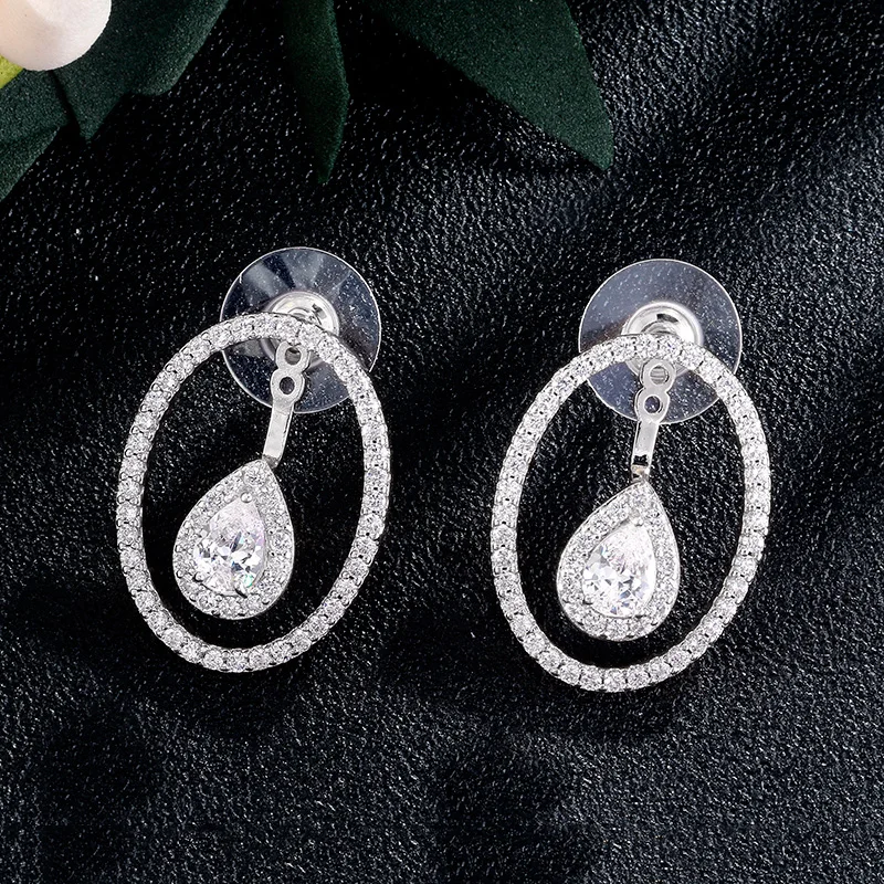 

RAKOL New Style Oval AAA Cubic Zirconia Cz Stud Earrings for Elegant Women Fashion Geometric Wedding Engagement Jewelry RE2388