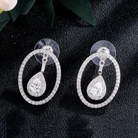 rakol new style oval aaa cubic zirconia cz stud earrings for elegant women fashion geometric wedding engagement jewelry re2388