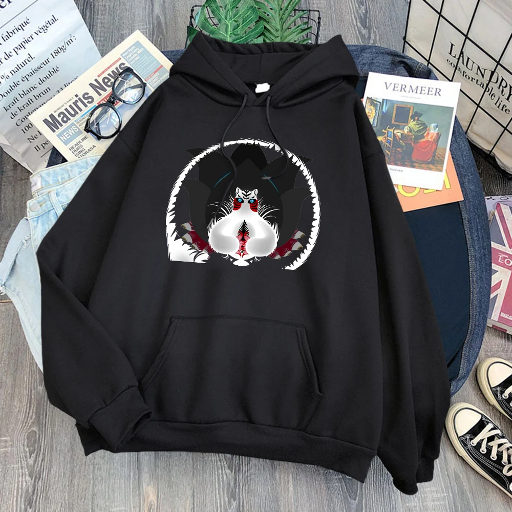 Красивая девять хвостов Женская Толстовка Осенняя мода с капюшоном Harajuku S-Xxl