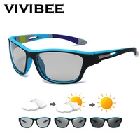vivibee men photochromic sunglasses sports matte blue black frame 100 polarized color changing uv400 goggles