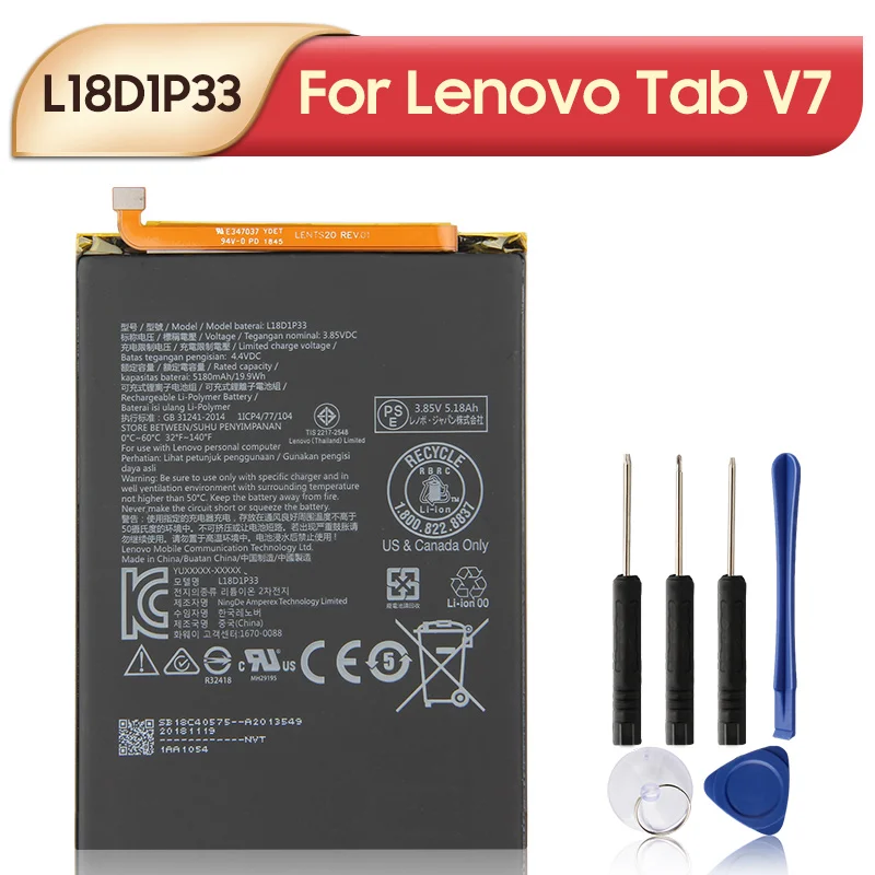 

Original Replacement Battery L18D1P33 For Lenovo Tab V7 Tablet Battery 5180mAh