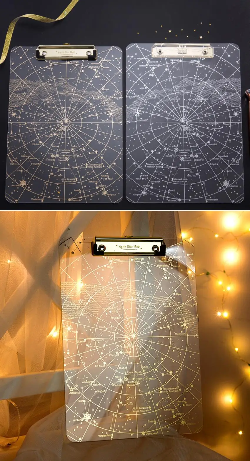 Big Starry Sky Clipboard Transparent A4 Paper Writing Pad File Folders Document Holders School Office Stationery Clip Board