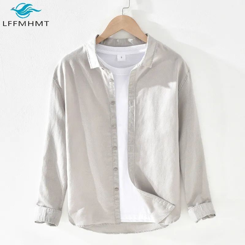 Мужская мода весна осень японский стиль длинный рукав квадратный воротник