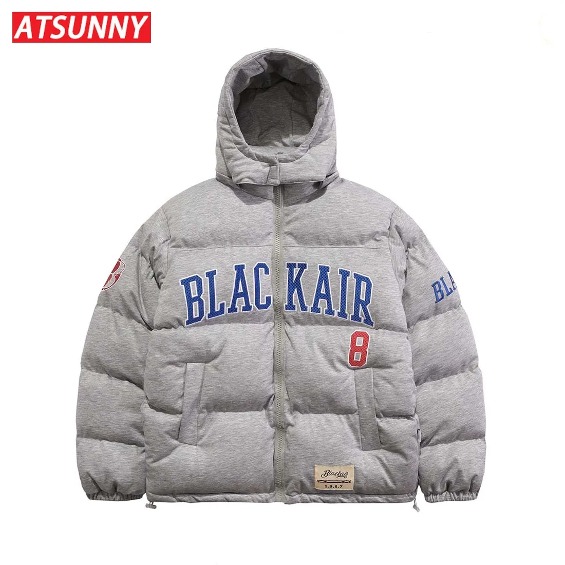 ATSUNNY American Retro Street Padded Jacket Padded Embroidered Letter Jacket Autumn and Winter Solid Color Couple Cotton Jacket
