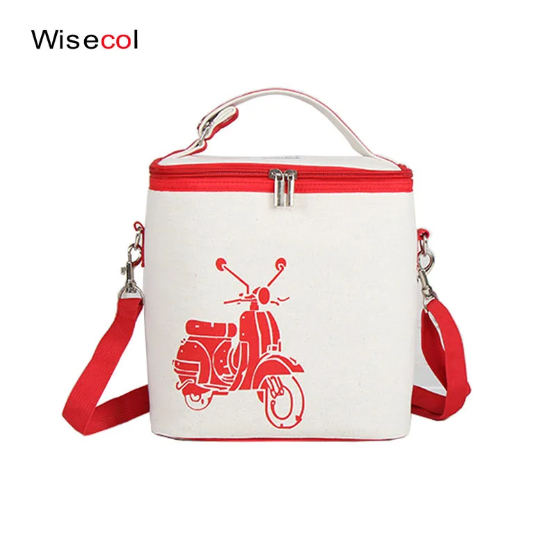 Wisecol Модная Портативная Изолированная Холщовая Сумка для ланча термальная