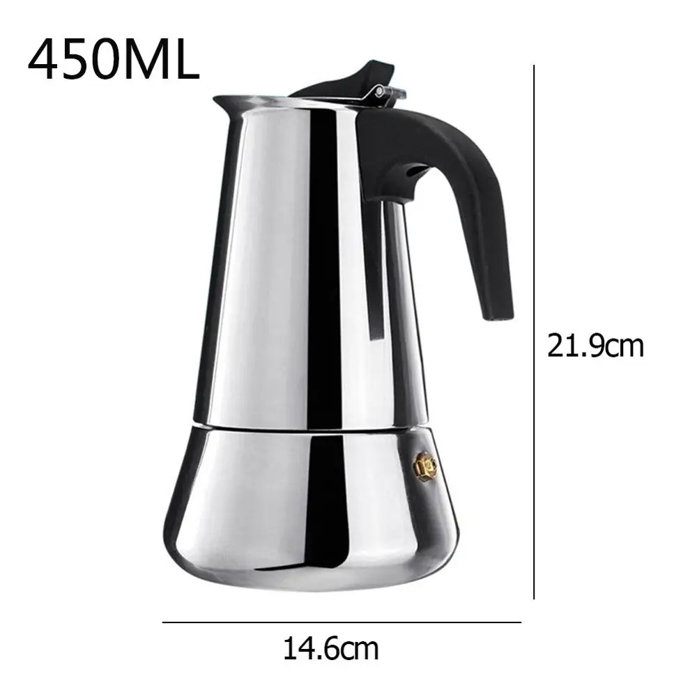 Кофе разработчиков в итальянском стиле топ Moka эспрессо Cafeteira Кофеварка 100/200/200/450 мл Плита Кофе горшок - Цвет: A 450ML