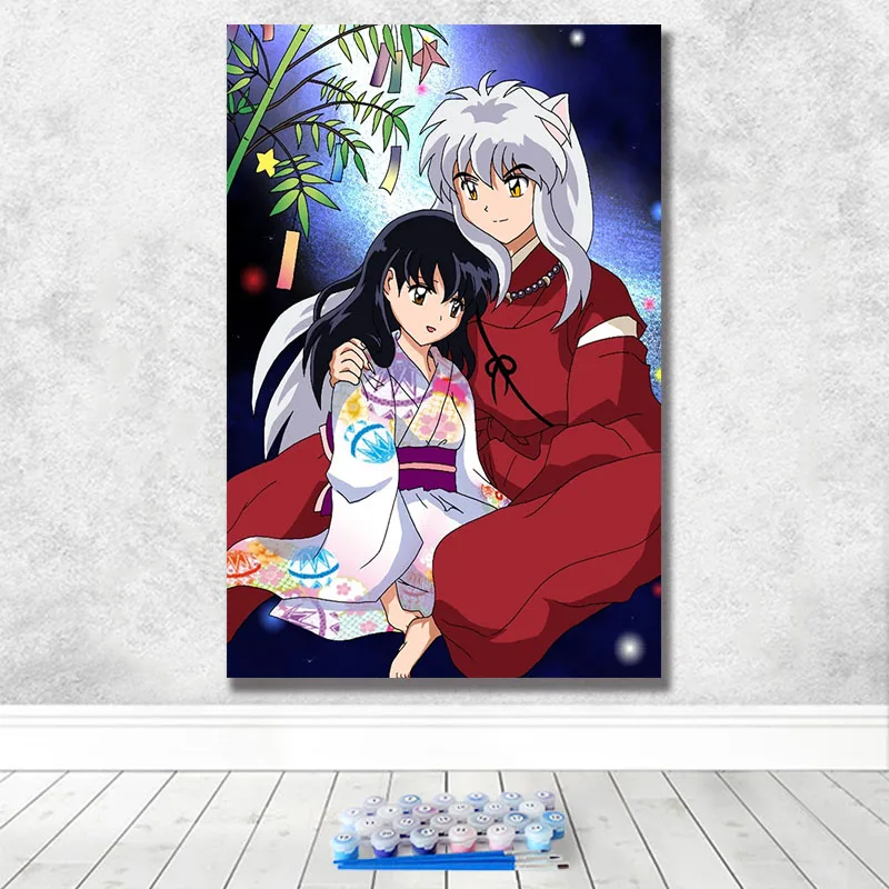 DIY Рисование по номерам с наборами аниме Inuyasha декоративная вешается на стену | Дом