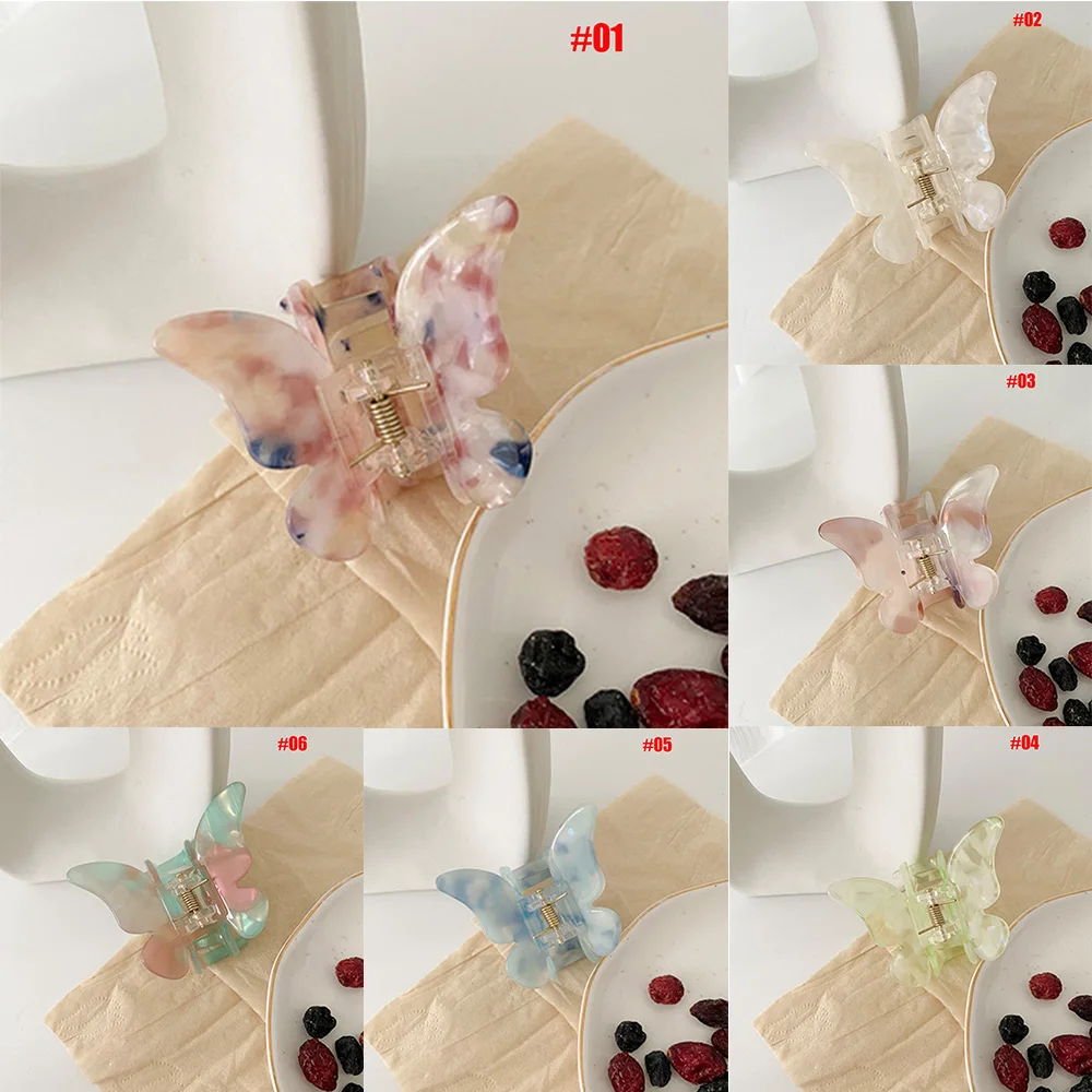 

2020 Korea Hair Claw Cute Stereoscopic Butterfly Colorful Transparent Head Clip Hairpin Hair Accessories for Women
