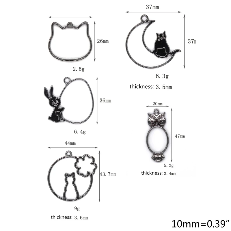 

10Pcs UV Crystal Resin Epoxy Border Alloy Metal Hollow Frame Pendant Blank Charm Bezel Setting Jewelry Making Accessories
